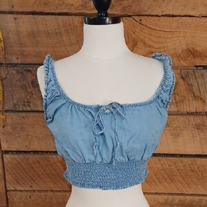 Love Tree Smocked Cropped Top Sz L